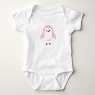 Camiseta Creeper de Criança Pinguim Rosa Bebê