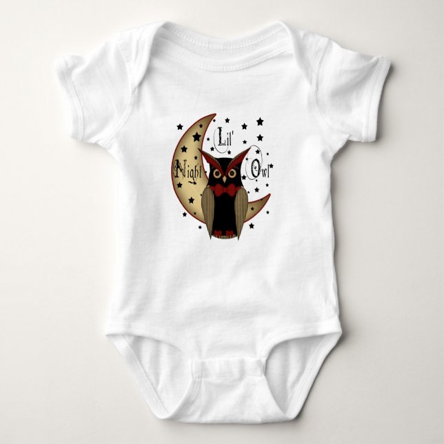 Camiseta Creeper/Onesy da coruja de noite de Lil (Frente)