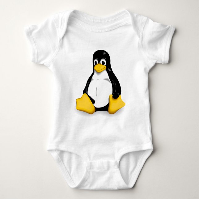 Camiseta Creeper orgânico do bebê de Linux Tux (Frente)