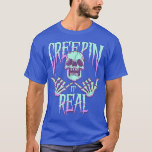 Camiseta Creepin It Gótico Real Pastel Skeleton Emo Punk Gó