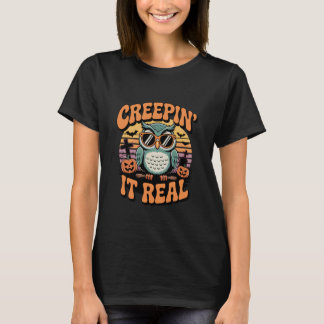 Camiseta Creepin It Real Funny Halloween Owl