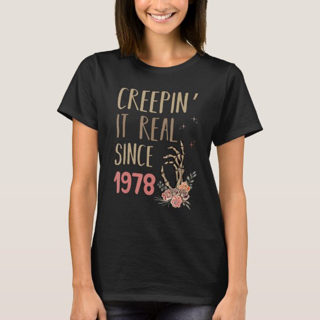 Camiseta Creepin It Real Since 1978 Spooky Halloween Retro (Frente)