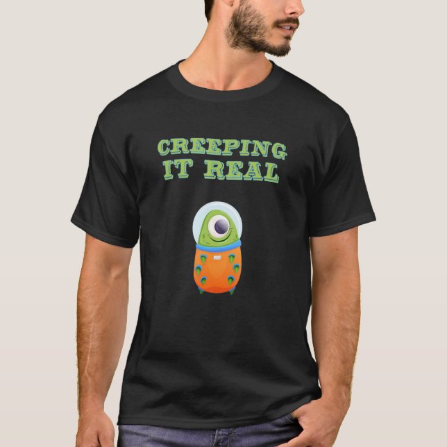 Camiseta Creeping It Real Cute Alien Halloween Monster Cree (Frente)