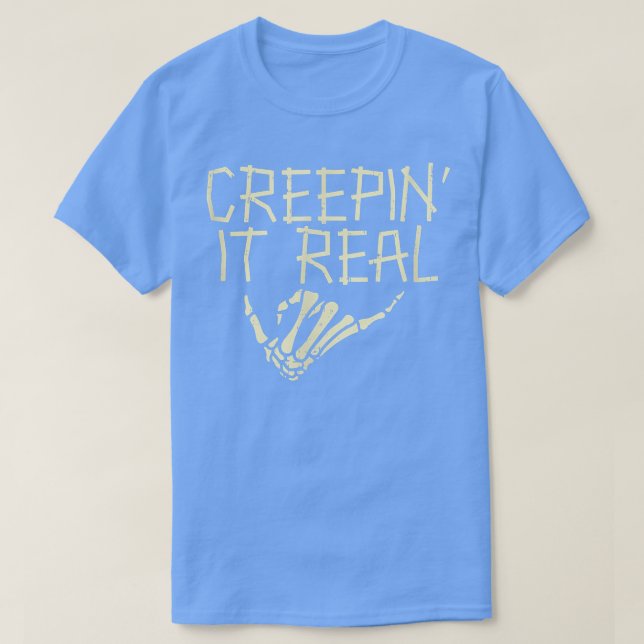 Camiseta Creeping It Real Skeleton Hand Scary Halloween Spo (Frente do Design)