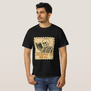 Camiseta Creepto Real - Skeleton Book Lover Halloween
