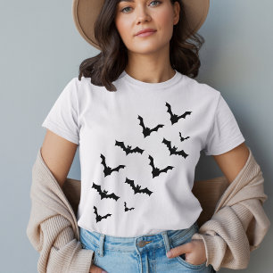 Camiseta Creepy Bats, Camisa Gótica de Outono do H