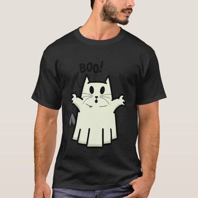 Camiseta Creepy Halloween Peeking Black Cat for Feline (Frente)