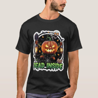 Camiseta Creepy jackolantern illustration with shovel lante