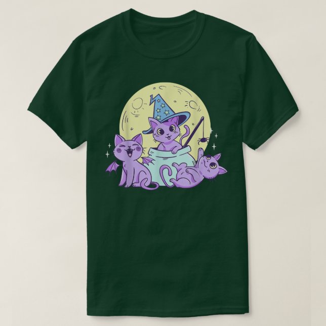 Camiseta Creepy Pastel Goth Soft Goth Emo Evil Cats With Mo (Frente do Design)