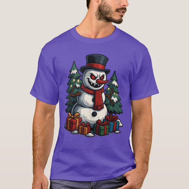 Camiseta Creepy Snowman Scary Christmas Horror Holiday Appa (Frente)