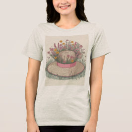 Camiseta Creme de Flores de Chapéu de Jardim