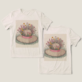 Camiseta Creme de Flores de Chapéu de Jardim