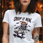 Camiseta Creme de ti Vintage Raccoon Halloween<br><div class="desc">Abraçar a estação assustadora com esta camiseta de Halloween de Vintage. Apresentando um guaxinim sujo em um skate com uma citação divertida do "Creep It Real", esta camisa é perfeita para qualquer um que ama um toque de humor e espírito de Halloween. Feito de materiais de alta qualidade para um...</div>