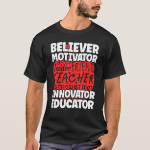 Camiseta Crente Motivador Inovador Educador De Volta à Esco