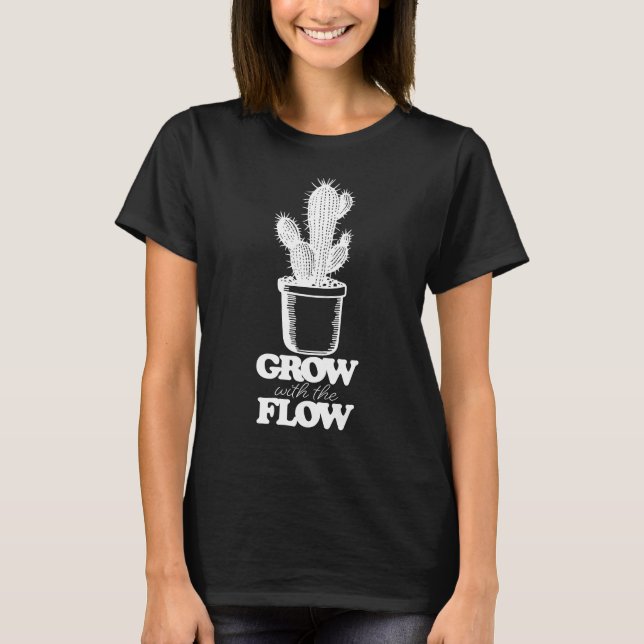 Camiseta Cresça com o impressão do Cactus de Fluxo (Frente)
