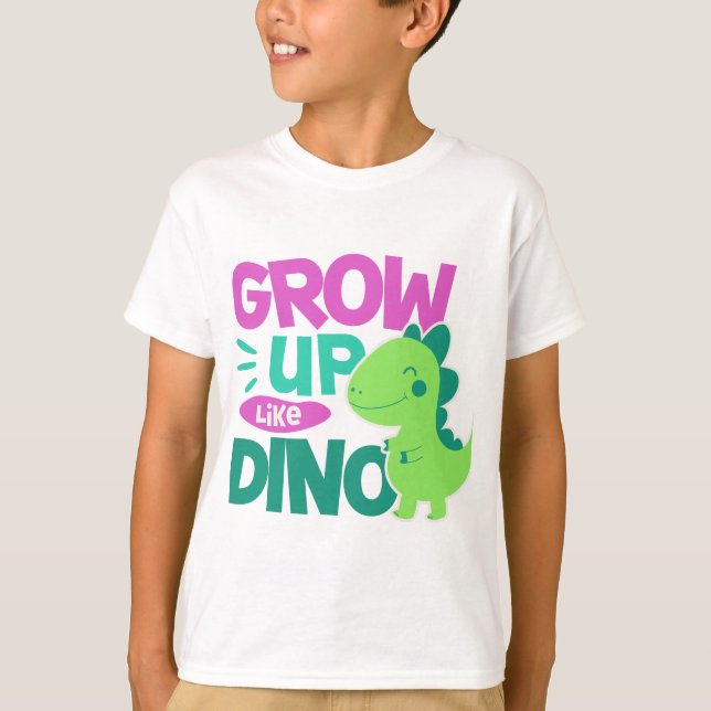 Camiseta Cresça Como Arte de Citação de Dino Fofo (Frente)