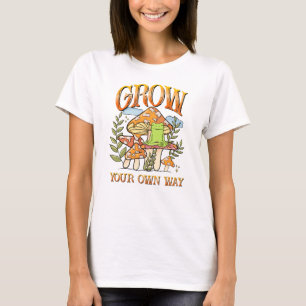 Camiseta "Cresça do seu jeito"   Meditação de Sapo e Cogume