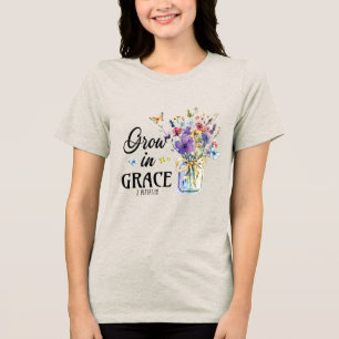 Camiseta Cresça em Graça Cristã Personalizada