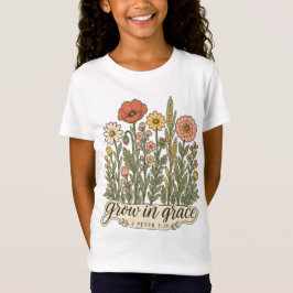 Camiseta Cresça em Graça Design Cristão de Versículo Bíblic