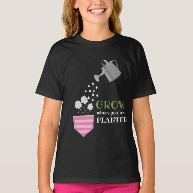 Camiseta Cresça onde você é plantado, inspiração no bolso (Frente)