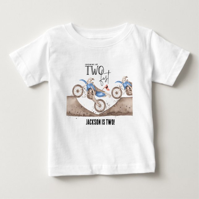 Camiseta Crescendo de dois em dois Bicicleta de terra azul  (Frente)