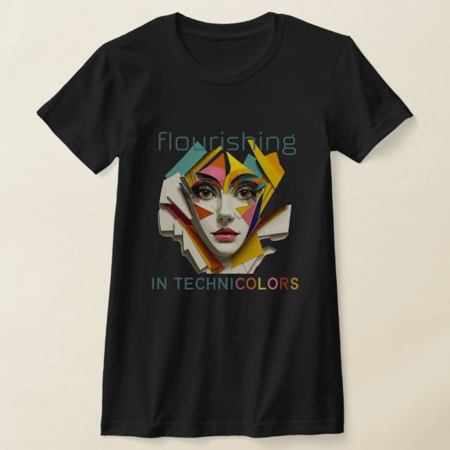 Camiseta Crescendo em técnicos, rosto de abstrato art (Postura )