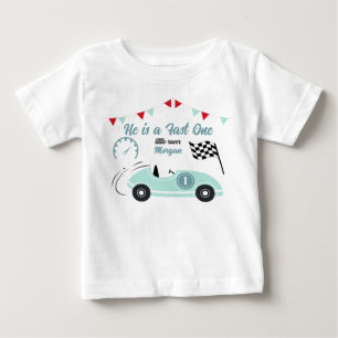 Camiseta Crescendo Muito Rápido Carro de Corrida Azul Festi