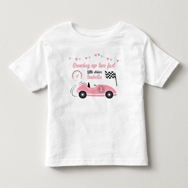 Camiseta Crescendo Muito Rápido Carro de Corrida Rosa de An (Frente)