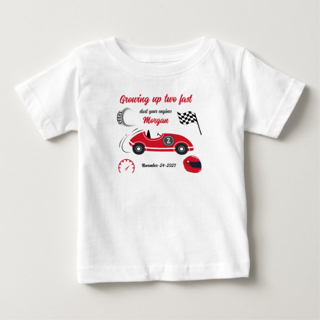 Camiseta Crescendo Muito Rápido Carro de Corrida Vermelho d (Frente)