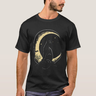 Camiseta Crescent Moon Cat Kitten Astronomy Creepy Night