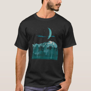 Camiseta Crescent Moon Mountain Hiker Forest Trees Nature H