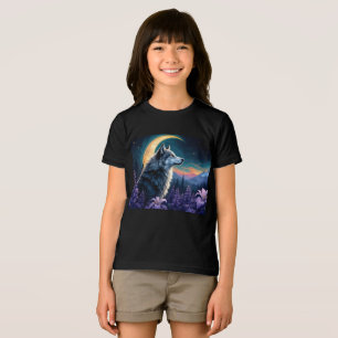 Camiseta Crescent Moon night sky Wolf