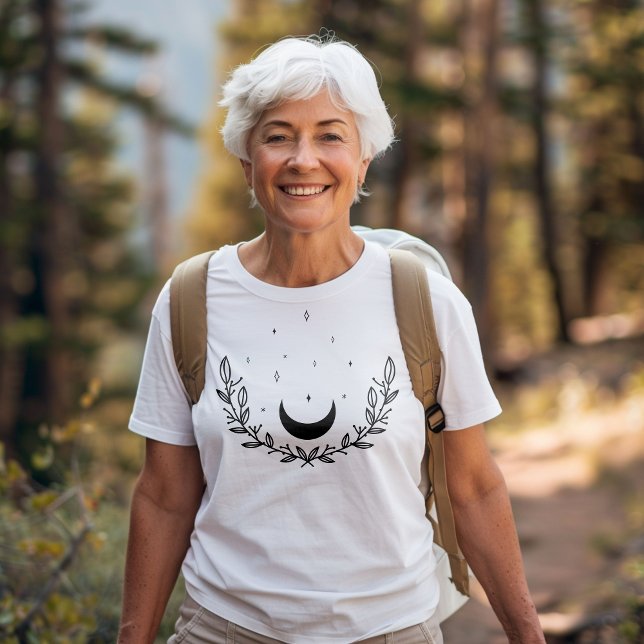 Camiseta Crescent Moon & Sai da Arte da Linha Boho (Criador carregado)