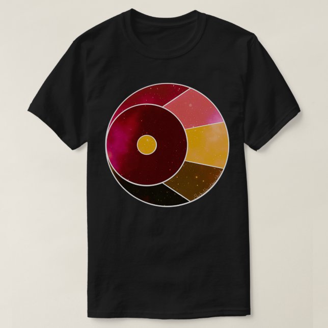 Camiseta Crescente Desenho Lua vermelha e laranja (Frente do Design)