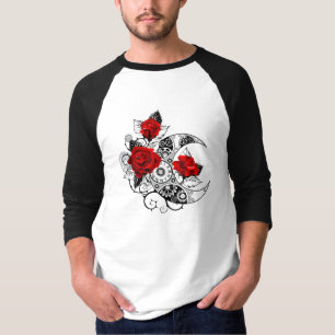 Camiseta Crescente Mecânico com Rosas vermelhas