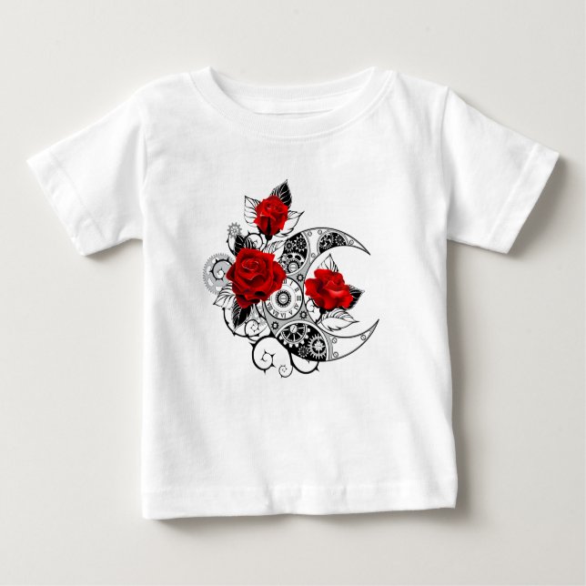 Camiseta Crescente Mecânico com Rosas vermelhas (Frente)