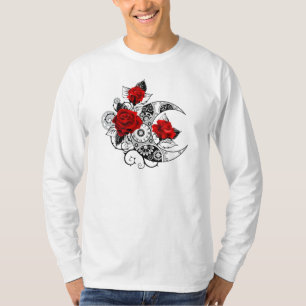 Camiseta Crescente Mecânico com Rosas vermelhas
