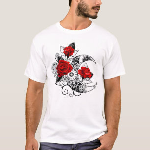 Camiseta Crescente Mecânico com Rosas vermelhas