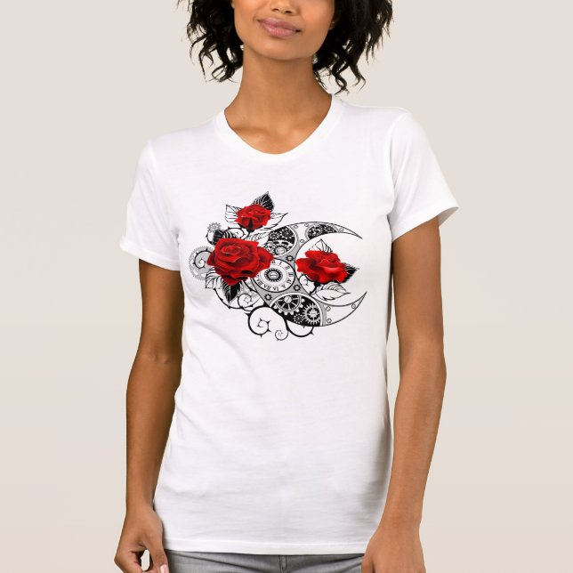 Camiseta Crescente Mecânico com Rosas vermelhas (Frente)