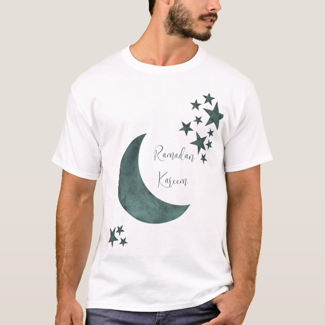Camiseta Crescente Ramadã Kareem estrelas mubarak islâmicas (Frente)
