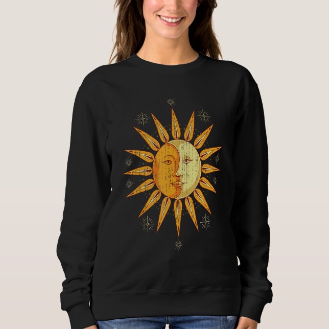 Camiseta Crescente Sol Lua Astronomia Corpo Celeste Boho As (Frente)