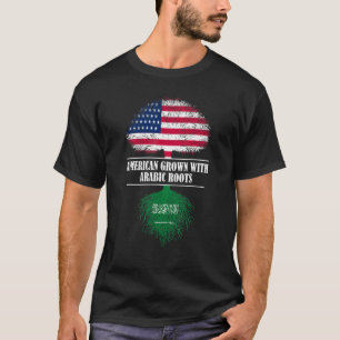 Camiseta Crescido Americano Com Raízes Árabes Bandeira da A