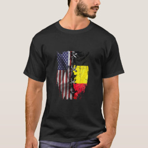 Camiseta Crescido Americano com Raízes Belgas Bandeira EUA