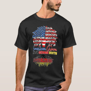 Camiseta Crescido Americano Com Raízes Da Alemanha Bandeira