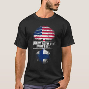 Camiseta Crescido Americano Com Raízes Finlandesas Bandeira
