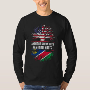 Camiseta Crescido Americano Com Raízes Namibianas Bandeira 