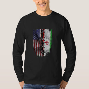 Camiseta Crescido Americano Raízes Iranianas Bandeira EUA I