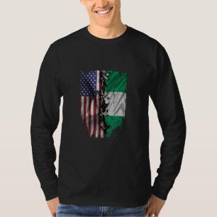 Camiseta Crescido Americano Raízes Nigerianas Bandeira EUA 