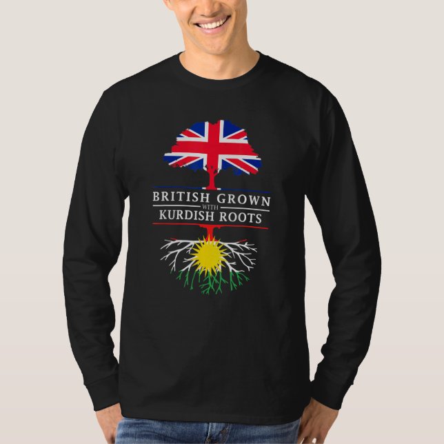 Camiseta Crescido Britânico Com Raízes Curdas - Curdistão E (Frente)