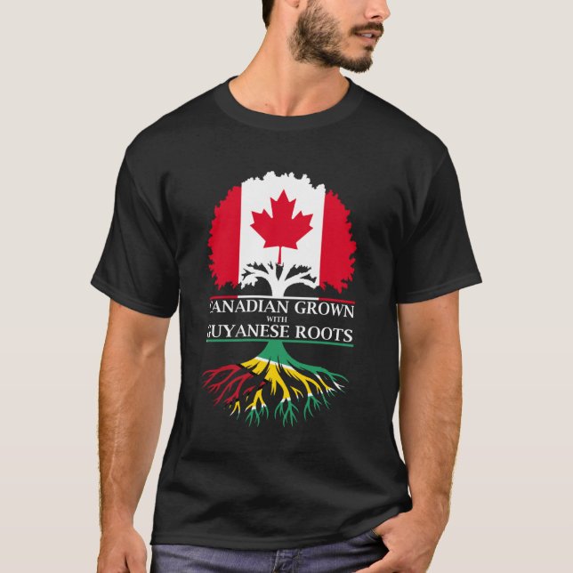 Camiseta Crescido no Canadá com Raízes da Guiana (Frente)